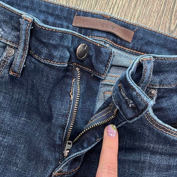 Joe's Straight Cuff-Cut Crop Jeans Mid Rise Denim Stretch Dark Wash Blue Size 27 - Picture 11 of 12